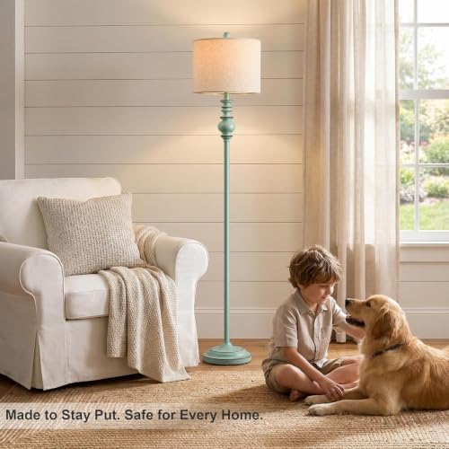 64.25" Farmhouse Floor Lamp for Living Room (Antique Blue)