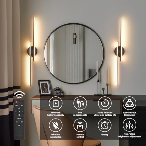 Rechargeable Battery Operated Wall Sconce Set of Two (2 Count)