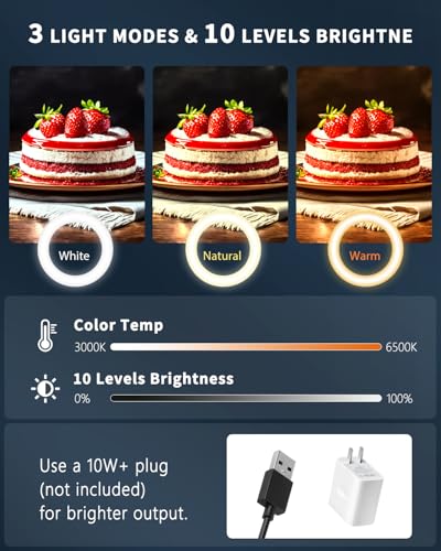 10" Ring Light Tripod for iPhone Overhead Phone Mount Holder
