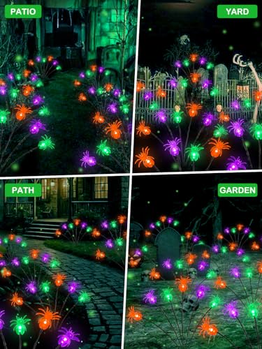 Solar Halloween Decorations Outdoor 6 Pack Spider Solar Garden Lights (6 Count)