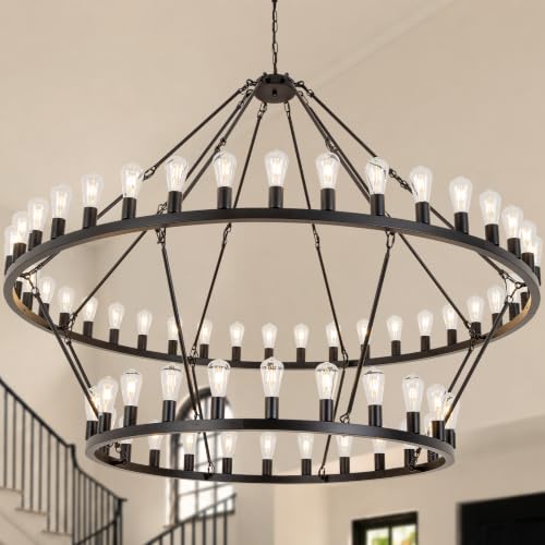 70" Black Wagon Wheel Chandelier 2
