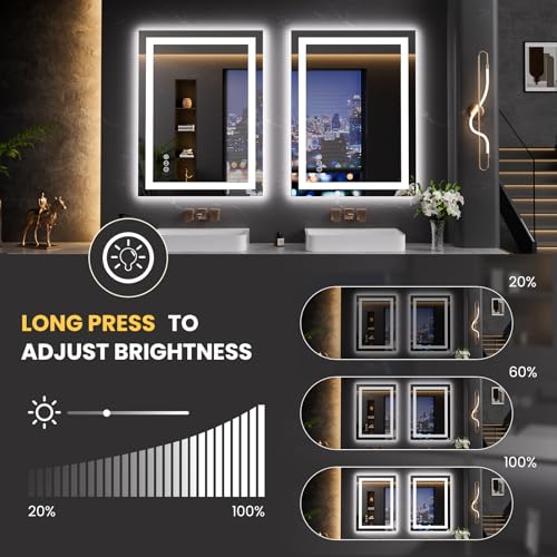 23.6"x31.5" LED Bathroom Mirror with Lights