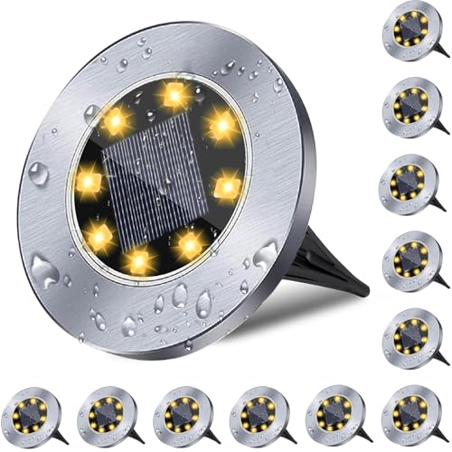 4.6 Inch Diameter Solar Ground Lights (12 Count)