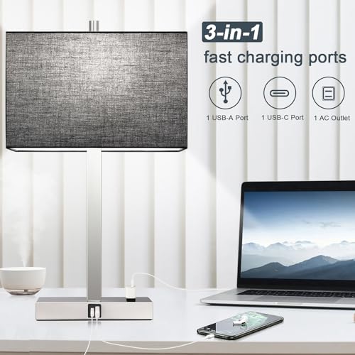 21" Touch Bedside lamps with 2 USB & AC Outlets (2 Count)