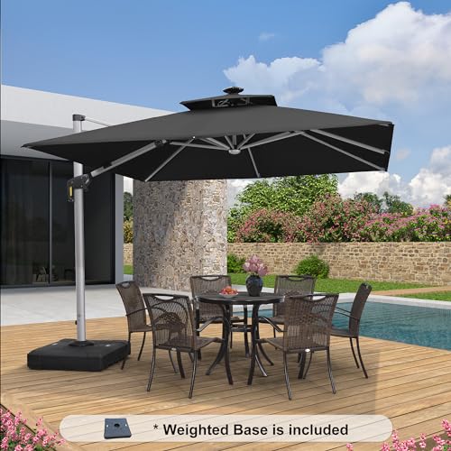 Patio Umbrella wtih Base 10'X10' Double Top LED Light