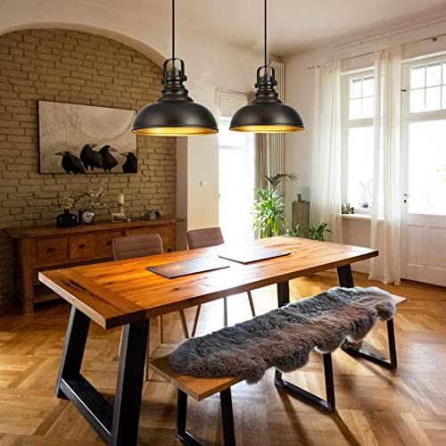 2 Packs Farmhouse Pendant Lights Kitchen Island Adjustable Pendant Light Fixtures Rustic Industrial Hanging Lamp (2 Count)