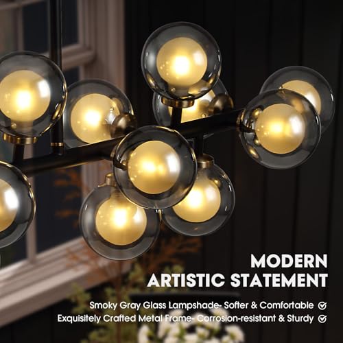 Black Mid Century Modern Chandelier for Dining Room Light Fixture