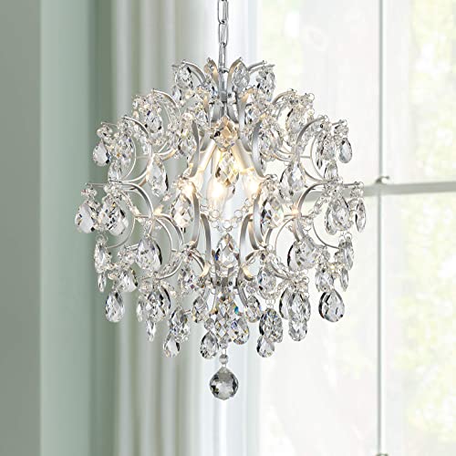 Chandelier Crystal Raindrop Lighting Ceiling Light Fixture Lamp for Dining Room Bathroom Bedroom Livingroom Entryway 3 E12 Bulbs Required D16 in x H18 in