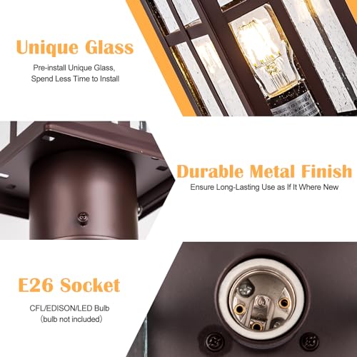 Bronze Post Light 2 Pack Hardwired Exterior Post Light Fixture (2 Count)