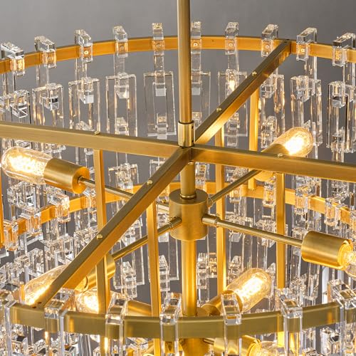 36'' W Round Crystal Chain Chandelier 9