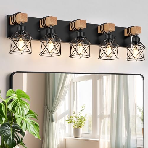 5 Light Black Bathroom Light Fixtures (5 Count)