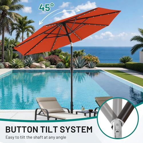 9FT Patio Umbrella with Solar Lights