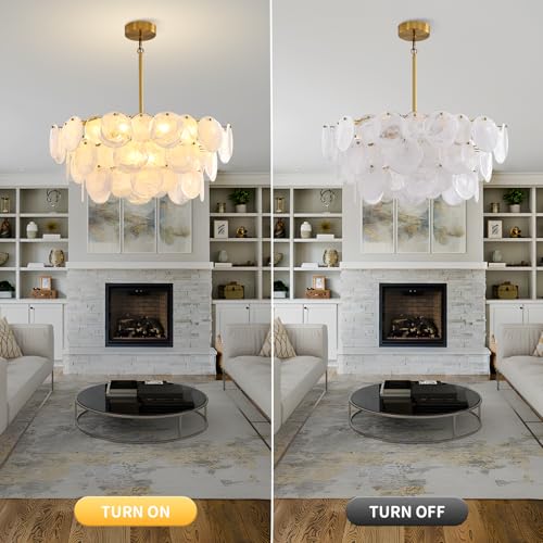 Large Gold Modern Glass Chandelier