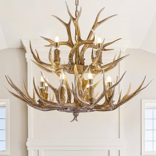 Large 2 Tier Deer Rustic Farmhouse Chandelier