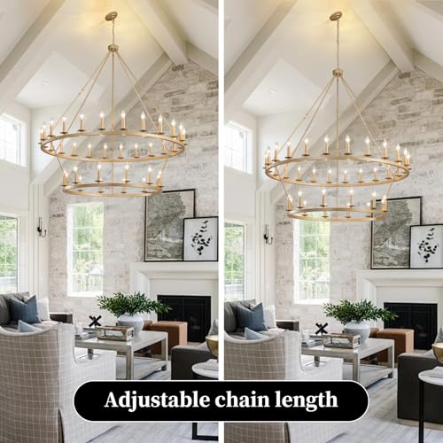Gold Wagon Wheel Chandelier 2 Tier 53