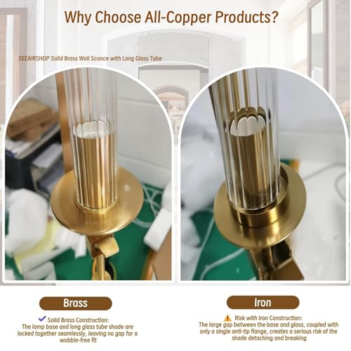 Long Glass Tube Wall Sconce Gold 1 Light Cylinder Fluted Shade