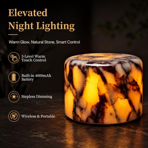 Natural Marble Cordless Touch Dimmable Table Lamp Night Light