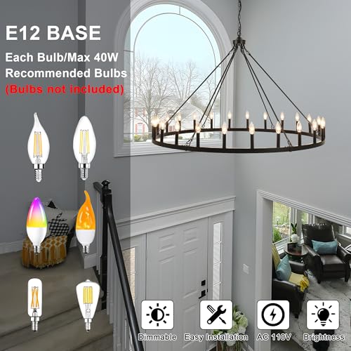 52 inches Black Wagon Wheel Chandelier