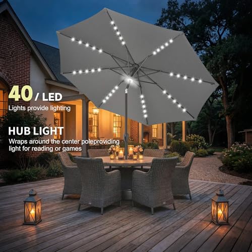 Solar Patio Umbrella with Centre Light