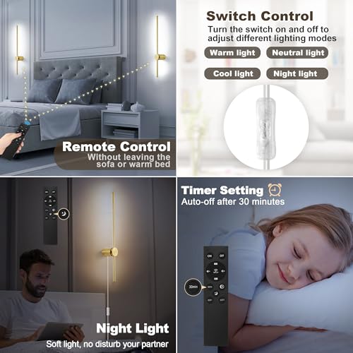 Wall Sconces Set of Two with Remote