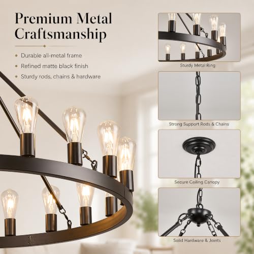 Black Wagon Wheel Chandelier