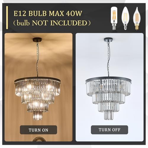 24" Smoke Gray Crystal Chandeliers