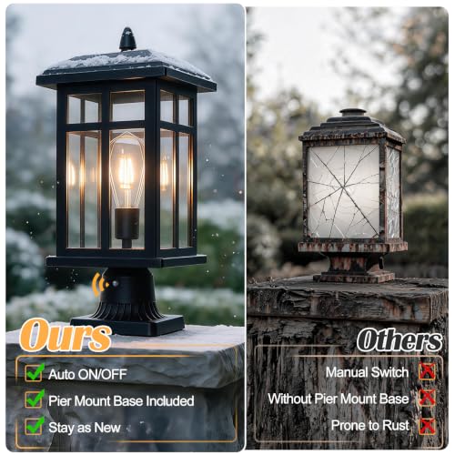 19" Dusk to Dawn Outdoor Post Light Hardwired Large 2 Packs