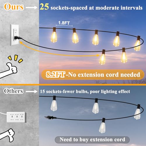 50FT Outdoor String Lights 27 Bulbs