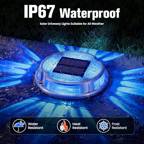 Solar Driveway Deck Dock Marine Lights 2 Colors Modes (4 Count)