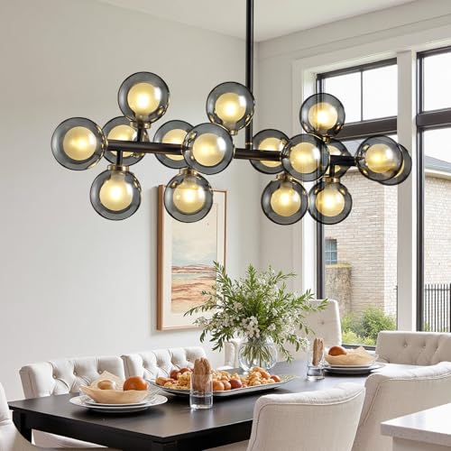 Black Mid Century Modern Chandelier for Dining Room Light Fixture