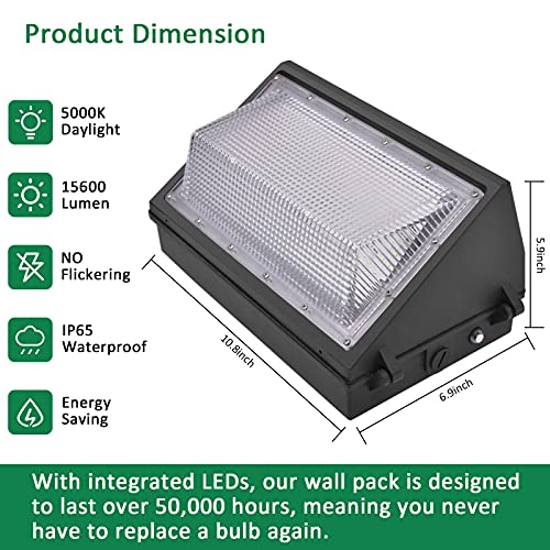 120W LED Wall Pack Light Dusk to Dawn IP65 5000K 15600LM 2 Pack (2 Count)