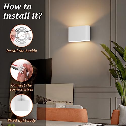 Modern LED Wall Sconces 1 Pack Hardwired Interior Wall Lights Indoor Aluminum Up and Down Wall Mount Light for Living Room Bedroom Hallway Corridor Warm White 3000K