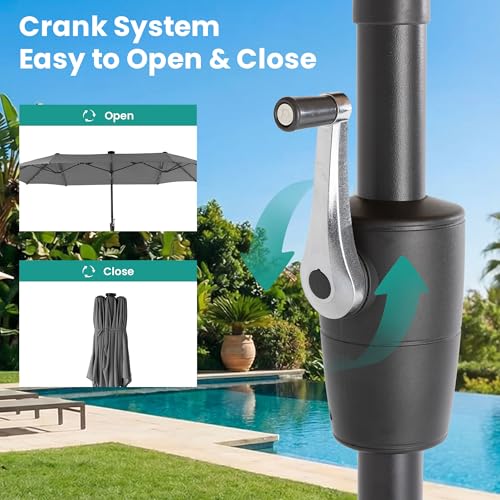 13FT Large Double Sided Patio Umbrella with Solar Lights