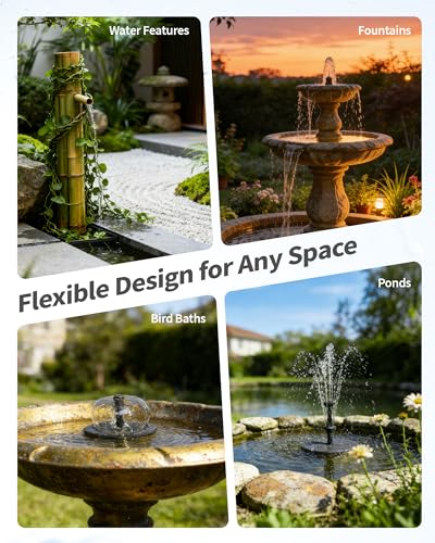 8W Solar Fountain Pump with 3200mAh Battery Backup & LED Lights
