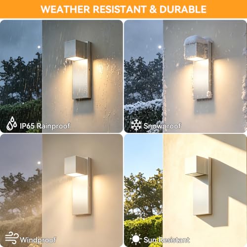 2 Pack Modern LED Outdoor Wall Light (Nickel)
