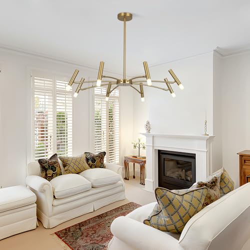 Brass Gold Chandelier Light Fixture Small Metal Candle Chandelier Farmhouse Sputnik Ceiling Light Fixture Modern Foyer Pendant Lighting