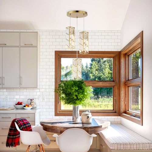 Modern 3 Light Crystal Pendant Light Fixture Kitchen Island