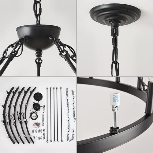 53 Inch Black Extra Large Wagon Wheel Chandelier