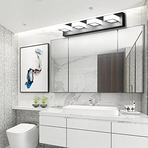 Modern LED Black Vanity Lights 4 Lights Acrylic Bathroom Vanity Lighting Fixtures Modern Matte Black Bathroom Vanity Lights