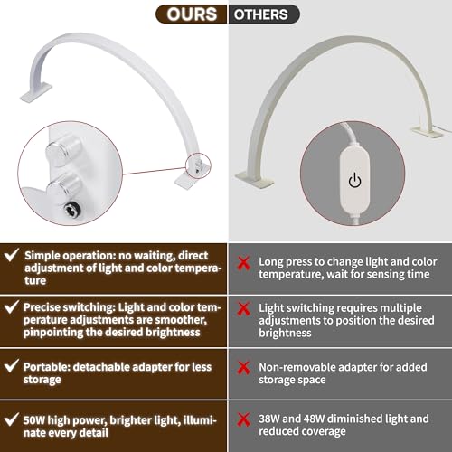 Half Moon Nail Light for Desk with Knob