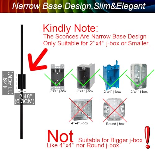 Only Suitable for Small Junction Box Dimmable Hardwired Wall Sconces 40'' (2 Count)