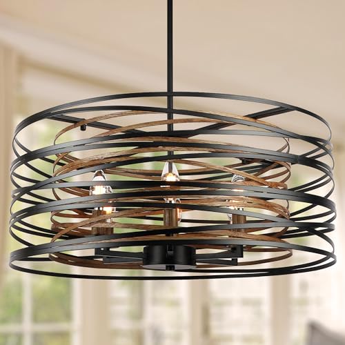 23.6'' Rustic Large Drum Chandeliers for Dining Room
