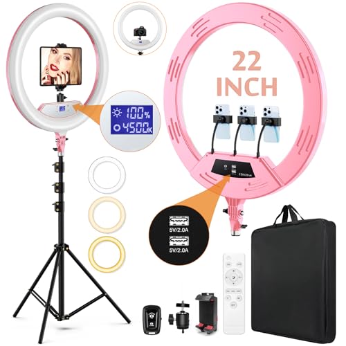 Pink 22" Ring Light for iPad iPhone with 75" Tripod Stand Barber