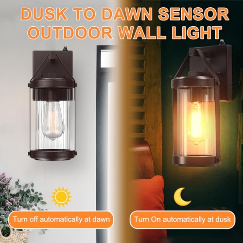 2 Pack Dusk to Dawn Sensor Brown Outdoor Wall Sconce Lightings (2 Count)