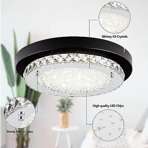 Crystal Flush Mount Ceiling Light LED Dimmable Closet Light Bathroom Light