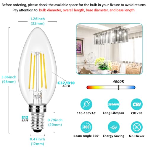 LED Candle Bulbs 40W Equivalent Dimmable (10 Count)