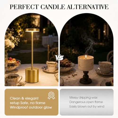 Gold Cordless Table Lamps Set of 2 (2 Count)