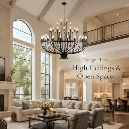 Large Black Wagon Wheel Chandelier 48