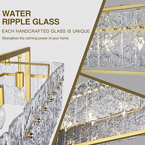 Modern Rectangle Gold Crystal Chandeliers for Dining Room