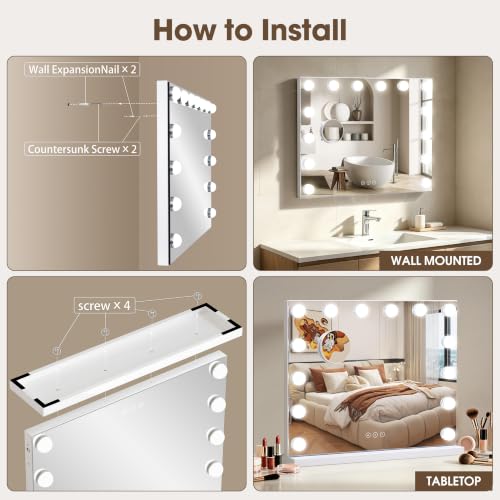 Vanity Mirror with Lights Lighted Makeup Mirror with Dimmable LED Bulbs